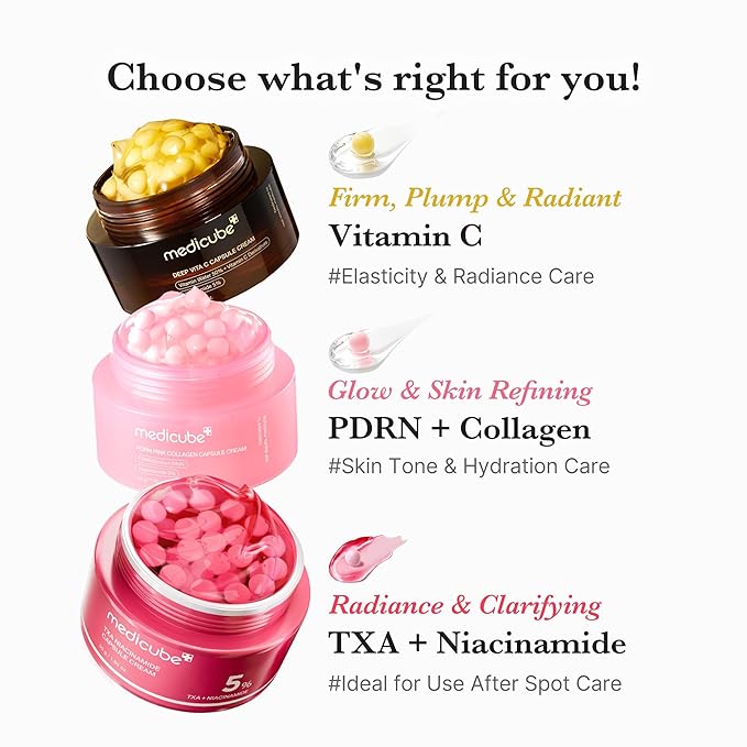 medicube Trending Ingredients Capsule Duo: TXA + Niacinamide and Salmon DNA PDRN Capsule Cream for Clear, Firm, and Hydrated Skin | Customizavble Daily Mositurizer For All Skin Types
