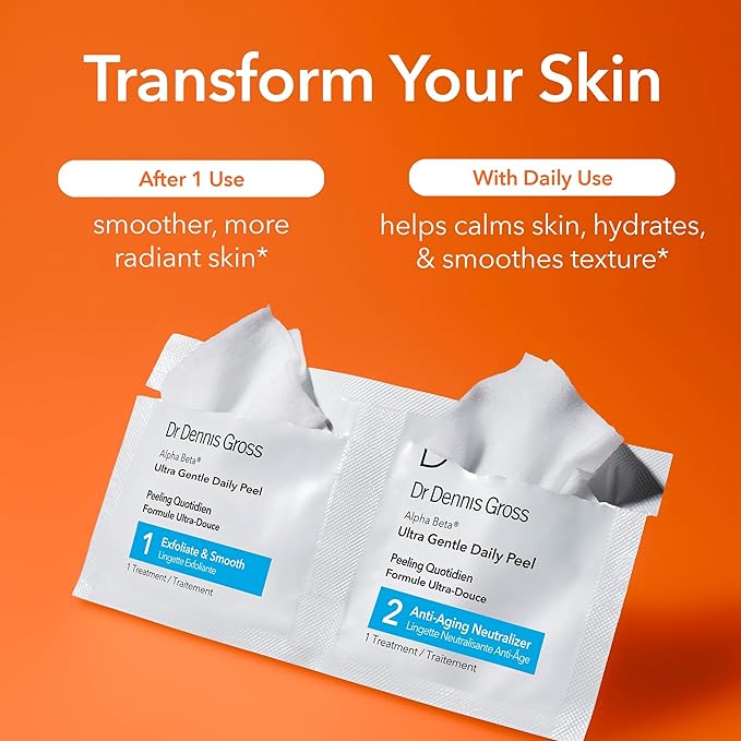 Dr. Dennis Gross Alpha Beta Ultra Gentle Daily Peel: for Dehydrated or Sensitive Skin, Uneven Tone or Texture, Fine Lines or Enlarged Pores (5 Treatments)