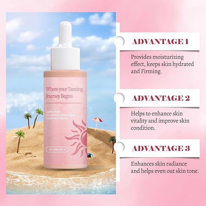 Sunless Tanning Drops,Drinkable Sunless Tanning Drops,Oral Self Tanner for Face & Body,Natural Ingredients For All Skin Types