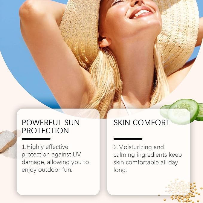 Sunscreen - Rice Sun screen with SPF 50+ PA++++, Sunscreen Lotion Sunblock, Anti-Aging Foundation Cream, Essential for Summer