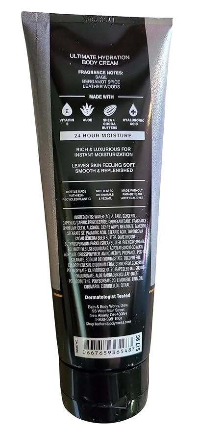 Bath & Body Works Men's Graphite Ultimate Hydration Body Cream and 3-in-1 Face, Hair, Body Gel Wash 2 Piece Set