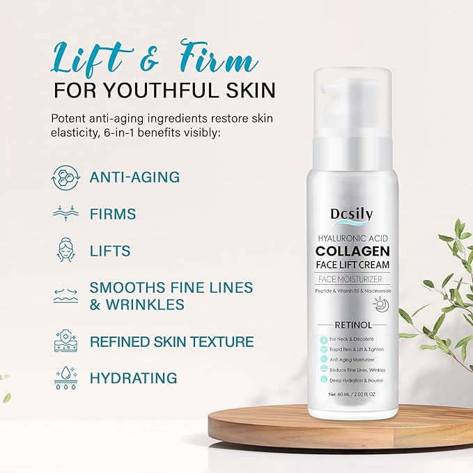 Tighten and Lift Neck Cream: Instant Face Lift Cream - 6-in-1 Anti-Aging Face Moisturizer for Anti-Wrinkle Firm - Collagen Retinol Peptides & Hyaluronic Acid Neck Firming Cream for Skin Care