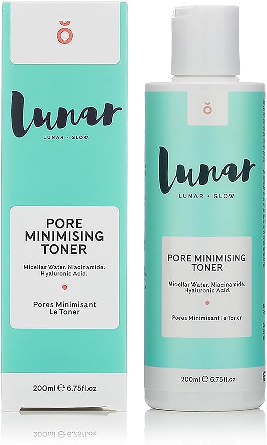 Pore Minimizing Toner by Lunar Glow, containing Niacinamide & Hyaluronic Acid 6.8 Fl Oz / 200ml