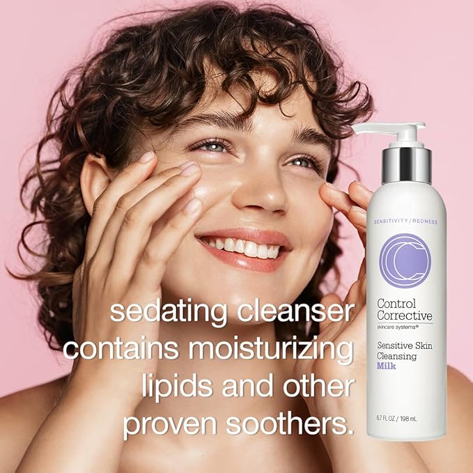 Control Corrective Sensitive Skin Cleansing Milk & Sensitive Skin Tonic with Aloe - Calms Overstimulated or Red Skin Types