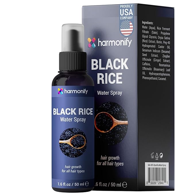 Korean Cosmetic Black Rice Water Spray for Men and Women, Hair Loss & Growth, Fermented Black Rice, Vegan Rice Serum, Non-Greasy Hair Care Products, 3,38 fl.oz