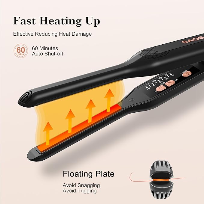 3/10 Inch Pencil Flat Iron for Short Hair - Mini Hair Straightener with Ceramic Plates, Adjustable Temperature, Dual Voltage Mini Flat Iron for Pixie Cut, Bangs & Edges, Auto Shut Off