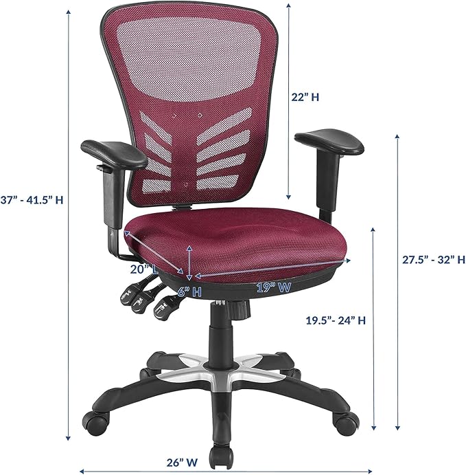 Modway Articulate Ergonomic Mesh Office Chair in Red