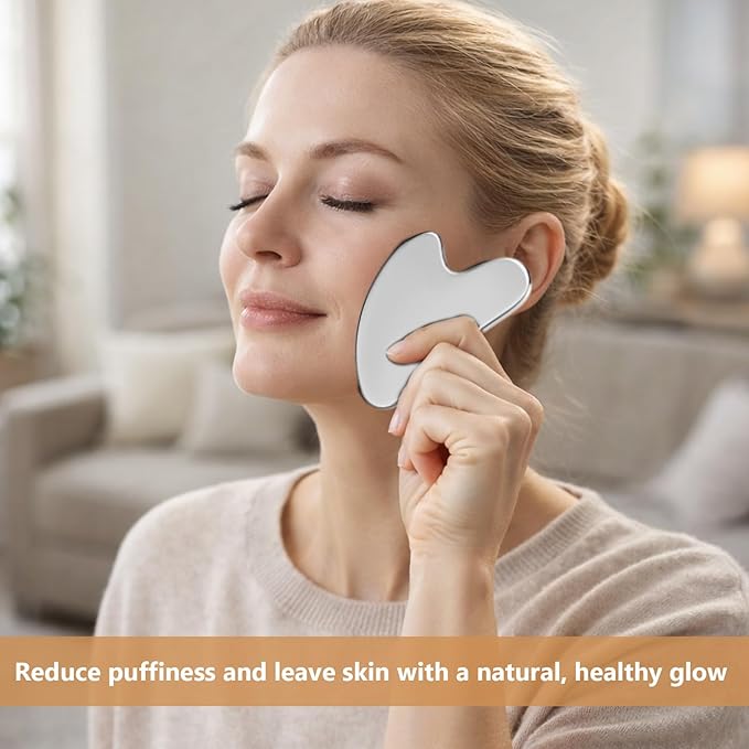 2 Pcs Lymphatic Contour Face Brush,Face For Lymphatic Drainage,Drainage Brush With 1pc Stainless Steel Gua Sha Tool For Jawline Sculpting Puffiness Lifting Relaxation With Storage Case