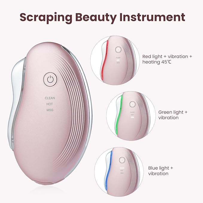 IeBilif Heat Electric Gua Sha Tool, Face Massager 4-in-1 Multiple Function Gua Sha Electric Massager for The Face and Neck