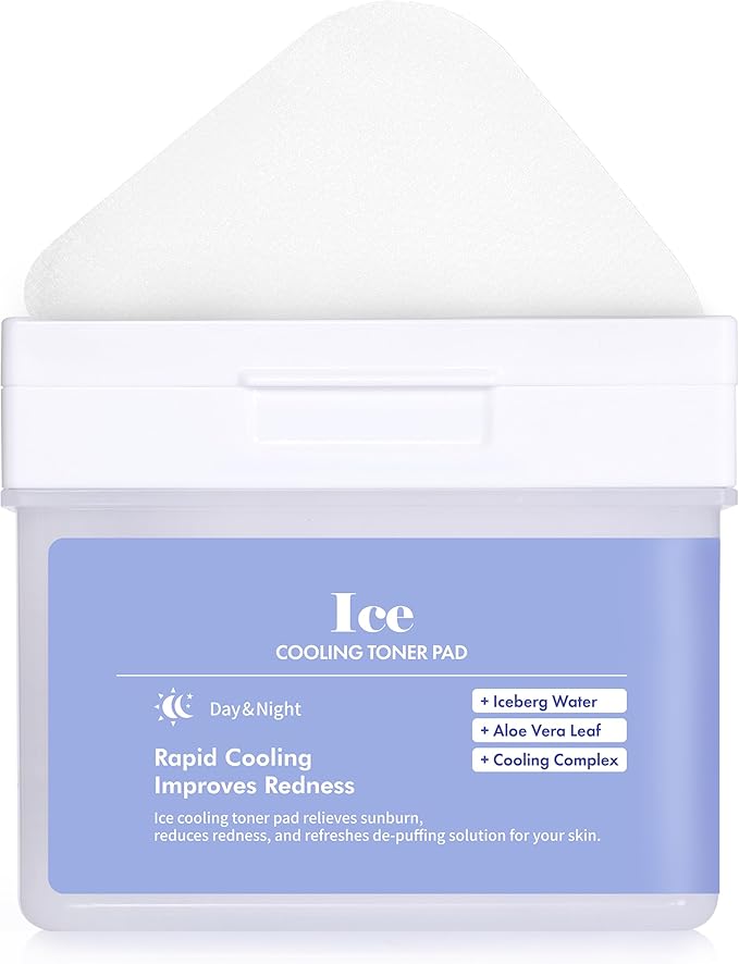 DERMAL Ice Cooling Soothing Toner Pad 120 Count Bulk, Korean Aloe Vera Hydrating Jelly Pad with Menthol Peppermint Xylitol, Centella CICA Calming After Sun Skin Prep with Tongs, Vegan