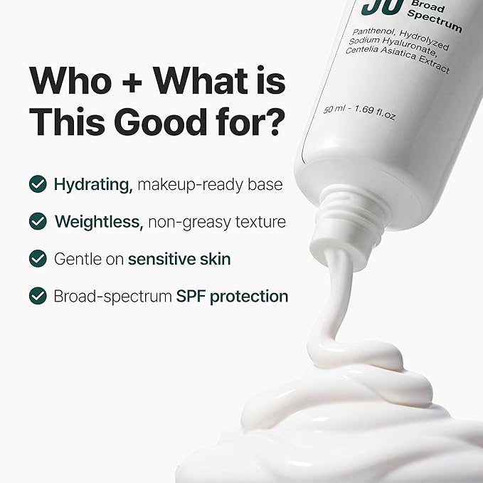 P.CALM Water Barrier Sunscreen SPF50+ PA++++ | Lightweight Hydrating Glow Sunscreen with Panthenol, No Whitecast Daily Face Sunscreen for Sensitive Skin | Korean Skincare, 50ml / 1.69 fl.oz