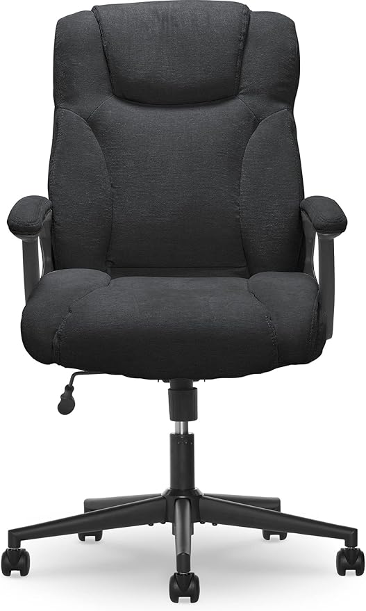 Serta Connor Executive Office Chair, Ergonomic Computer Chair with Layered Body Pillows, Contoured Lumbar, Adjustable Seat, Microfiber Fabric, Black
