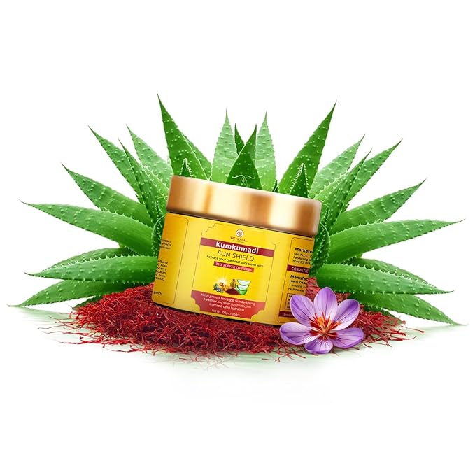 Kumkumadi Ayurvedic Sunscreen for Face & Body with Saffron, Aloe Vera & Licorice – Lightweight Non-Greasy Sun Protection, No White Cast, Daily Moisturizing Sunscreen – 100 g