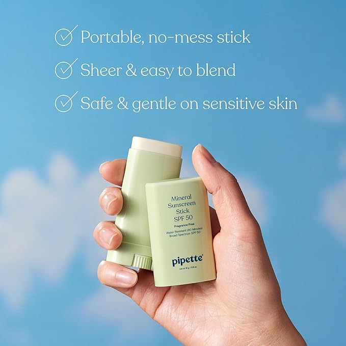 Pipette 100% Mineral Sunscreen Lotion + Stick Duo, Clean, Broad Spectrum with Non-Nano Zinc Oxide, UVB/UVA Sun Protection for Kids & Sensitive Skin, Hypoallergenic, Non-Toxic