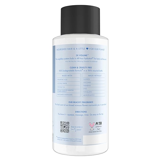 Love Beauty and Planet Weightless Volume Conditioner with Hylauronic acid Coconut Water & Mimosa Flower for Thin and Fine Hair Care 13.5 oz (Pack of 2)