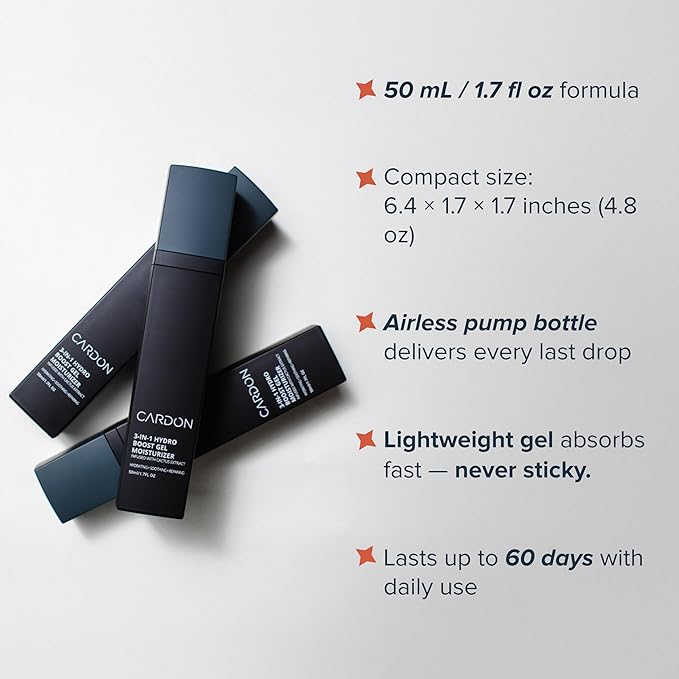 Cardon Anti-Aging Face Moisturizer, Korean Skincare Hydro Boost Gel, Ultra Light Face Cream to Even Skin Tone Overnight, Healing Cactus Extract, Reduce Wrinkles, Repair Acne Scars (2 CT)