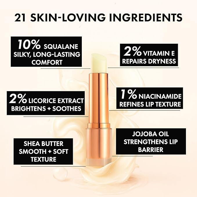 Lip Balm – Hydrating Lip Repair with Cold-Pressed Oils, 10% Squalane, Vitamin E & Ceramides – Moisturizing Lip Butter for Dry Cracked Lips – Clean, Non-Toxic Lips Care for Women – 004 NT