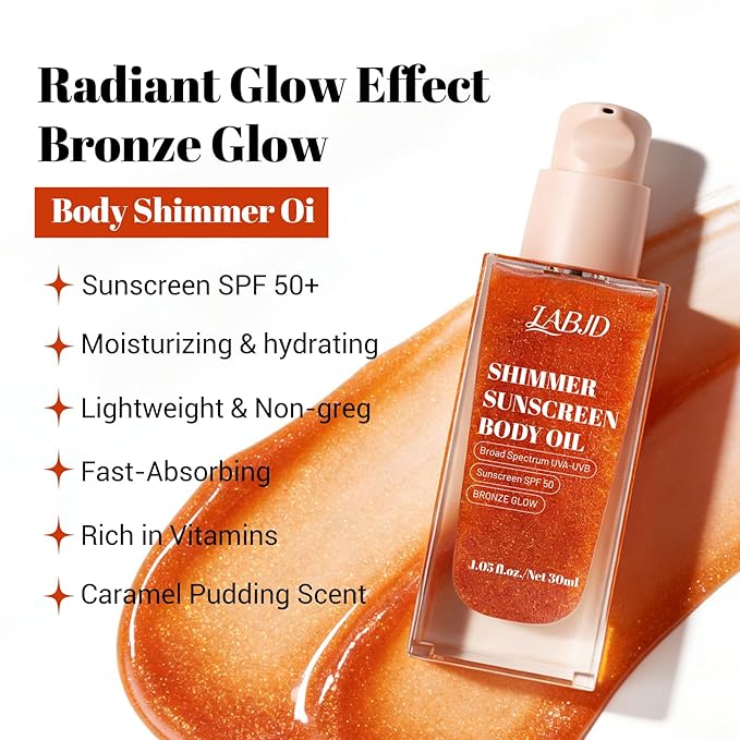 Sun Shield Body Glow, Broad Spectrum SPF 50, Infused with Shimmering Body Oil, Lightweight Shimmering Gel Texture Absorbs Quickly, Hydrates, Brightens, Non Sticky, Glowing Results, Bronze (2)
