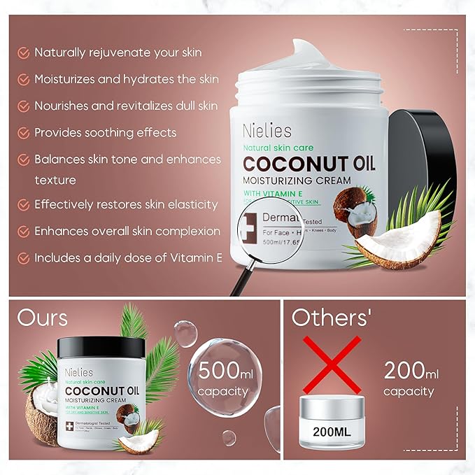 2 x 500ml Jars of Intense Hydration for Dry Skin & Body - Fast Absorbing Unscented Lotion, Face Moisturizer & Hand Cream