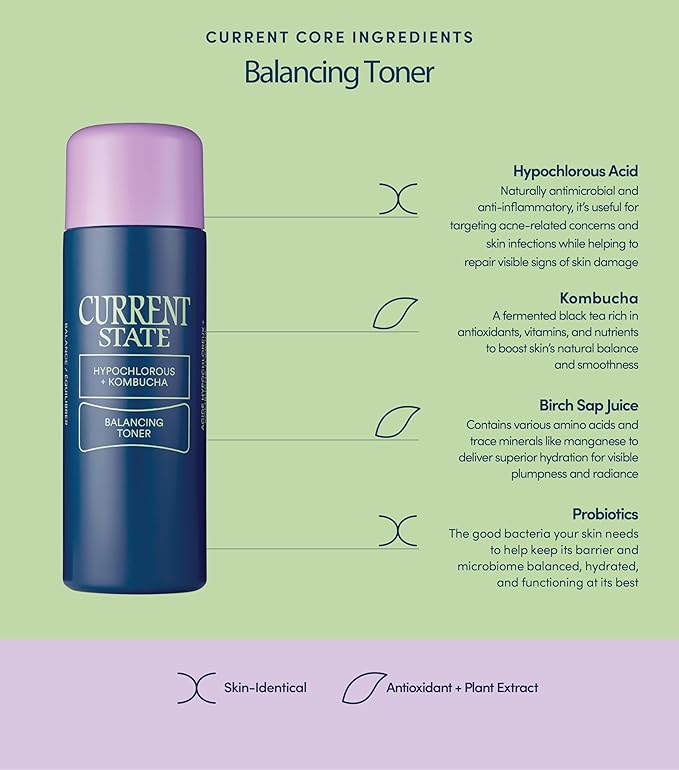 Hypochlorous Acid, Kombucha Balancing Toner | Daily Treatment for Sensitive Skin | Relief for Redness, Breakouts | Soothing pH Balancing Toner | Vegan, Fragrance-Free | Made in The USA, 4 Fl Oz