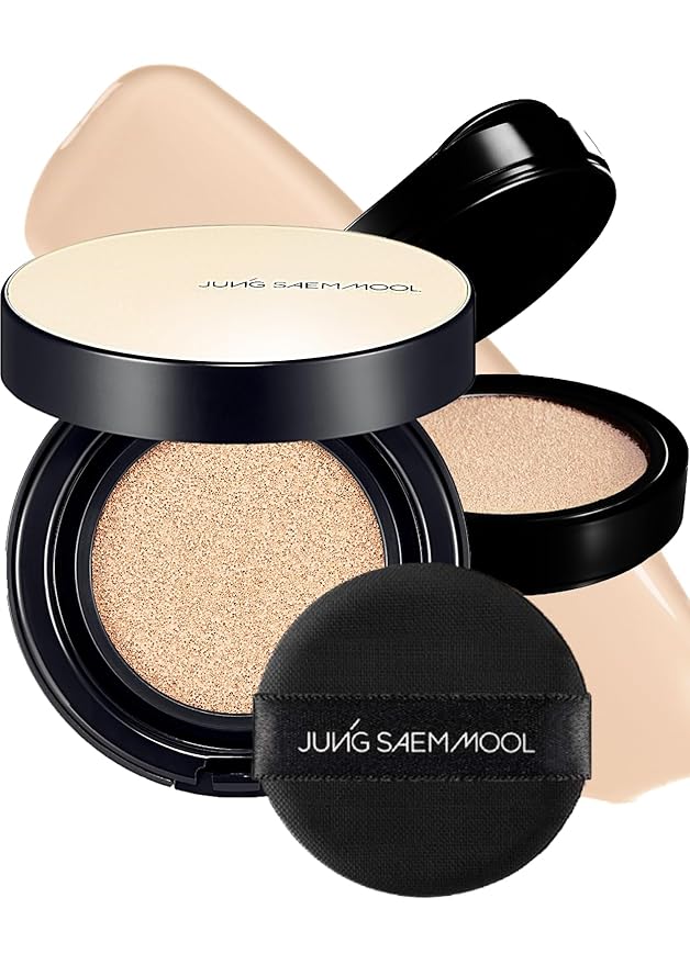 JUNG SAEM MOOL Essential Skin Nuder Longwear Cushion 0.98 Fl Oz, Refill Included, 24H Lasting Cushion Foundation with High Coverage, Semi-Matte Natural Finish, Korean Foundation Makeup (Fair Light)