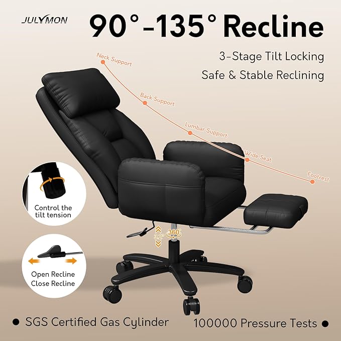 Cross Legged Office Chair with Pets Friendly Arms, Plus Size Criss Cross Desk Chair, Big and Tall Office Chair with Foot Rest, Reversible Armrests & Wide Seat, Black