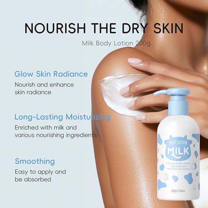 Milk Skincare Set 5-in-1 for Kids & Teens Girls 8-12, Gentle Milk Extract Bathing Cleaning Kit with Body Wash, Shampoo, Hair Conditioner, Body Lotion, Makeup Bag(Set B)