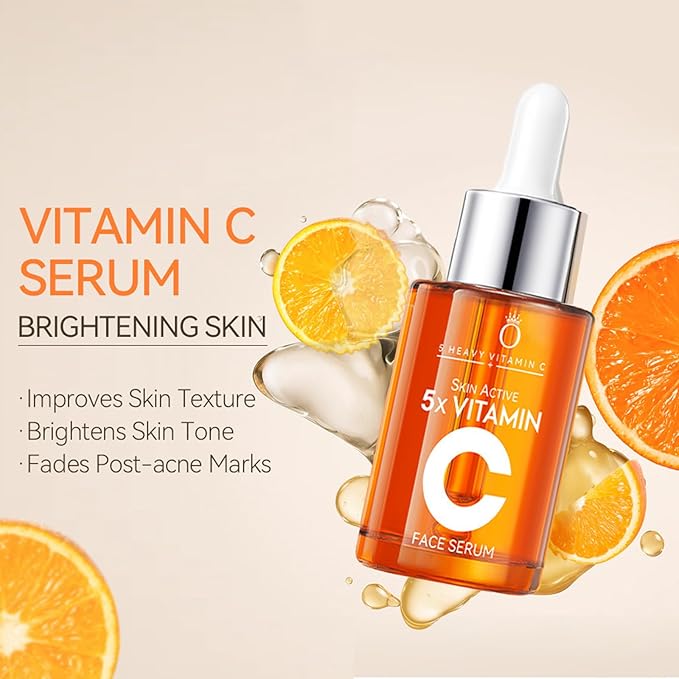 5X Vitamin C 20% Serum for Face with Hyaluronic & Amino Acids - Boost Skin Collagen, Hydrate & Plump Skin, Anti Aging & Wrinkle Facial Serum, All Skin Types, 30 ML / 1.0 Fl Oz (Vitamin C Serum)