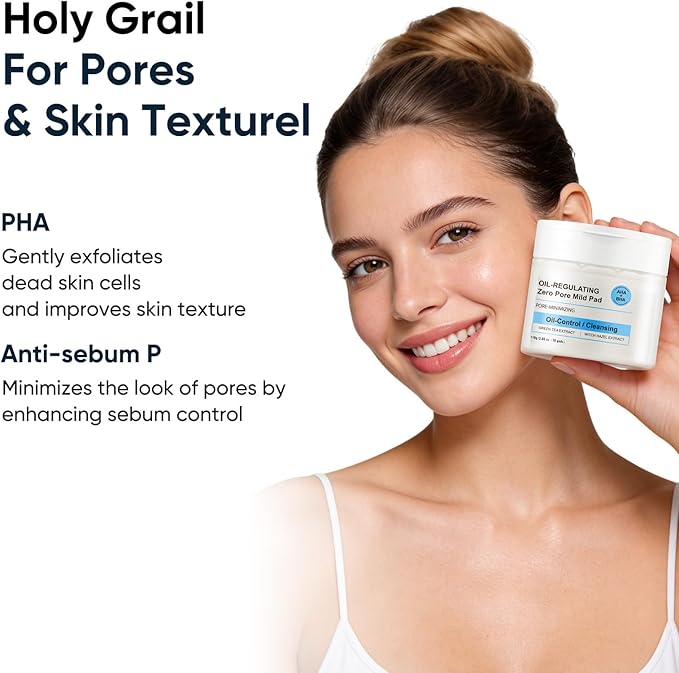 Toner Pads Zero Pore Pad Skincare, Dual-Textured Facial Pad for Exfoliation and Pore Care with AHA Glycolic Acid, BHA Salicylic Acid, Niacinamide Toner, Ideal for All Skin Types