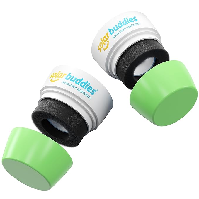 Solar Buddies Replacement Duo Heads with Spare Lids – Compatible with the refillable kids’ sunscreen applicator – Holds 100ml/3.4 fl oz (NOT a full unit). (Green/Green)