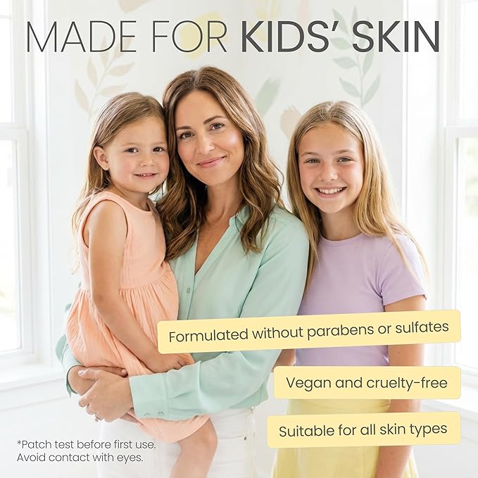 Skincare Set for Kids - Gentle Facial Wash, Hydrating Toner and Cream - Natural Skin Care for Boys and Girls with Aloe Vera and Rose Water - Vegan, Paraben-Free - Award-Winning - Ages 6-12