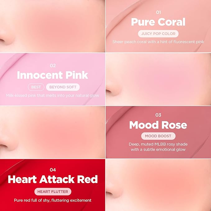 lilybyred Luv Beam Cheek Balm | Heart-Shaped Korean Cream Blush, Semi-Matte Finish, Long-Lasting, Blendable & Buildable, Soft Creamy Texture, Lightweight, Natural Flush, 0.12 oz. (17 Coral Peach)
