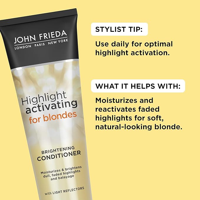 John Frieda Sheer Blonde Highlight Activating Conditioner, Brightening Conditioner for Blonde Hair, Maintains Moisture and Enhances Color with Avocado Oil, 8.45 Oz, Pack of 2
