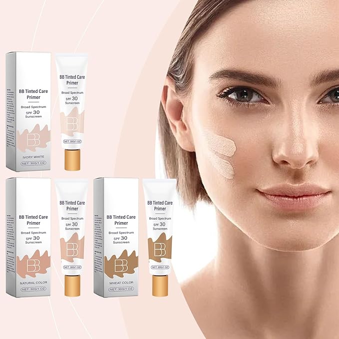 BB Moisturizer Spf 30 - Brightens, Hydrates & Smooths Your Skin, BB Blur Tinted Moisturizer Spf 30, BB Tinted Care Primer with Brush, Full Coverage Concealer Liquid Makeup (Wheat)