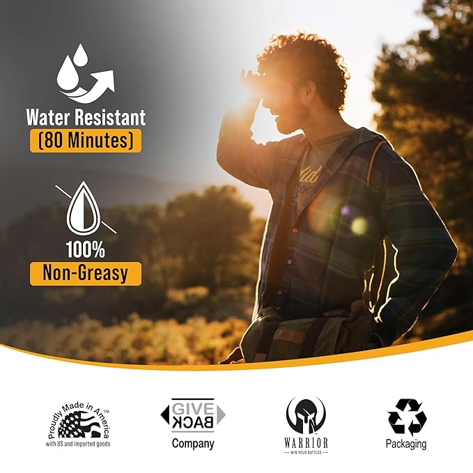 Warrior SPF 30 Sunscreen Lotion - Water Resistant, Reef Safe Lotion Sunscreen with Mineral Formula - Non-Toxic Sunscreen for Sensitive Skin - 3 OZ