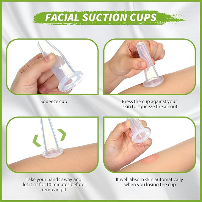 4 Pcs Face Cupping Set, Facial Cupping Set for Face and Eye Massage, Silicone Massage Vacuum Anti Aging Beauty Tool Facial Care(Clear)