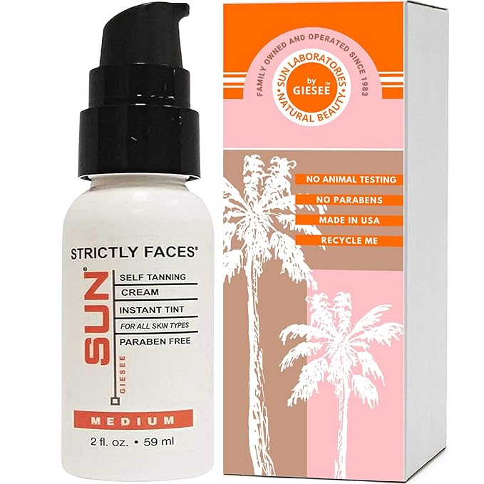 Sun Laboratories By Giesee Face Self Tanner Medium: Facial Self Tanning Lotion, Suntan Lotion and Sun Tanning Lotion for a Perfect Fake Tan