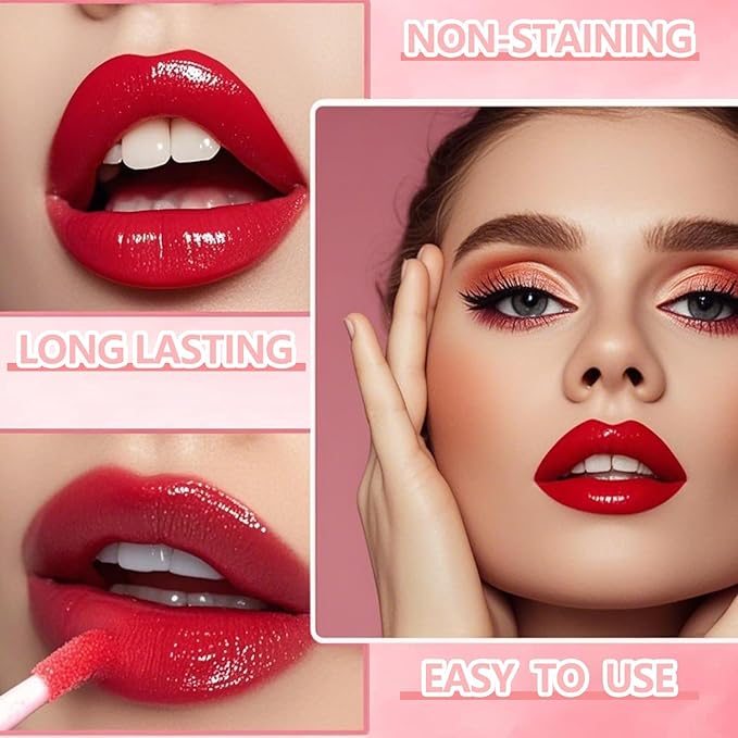 Eakroo 10 Colors Lip Stain Tint Set, Korean Lip Gloss for Women, Moisturizing Korean Lip Tint, Lip Stain Long Lasting Waterproof, High Pigment, Non-Stick Cup, Vivid Color, Lip Tint Makeup (Set A)