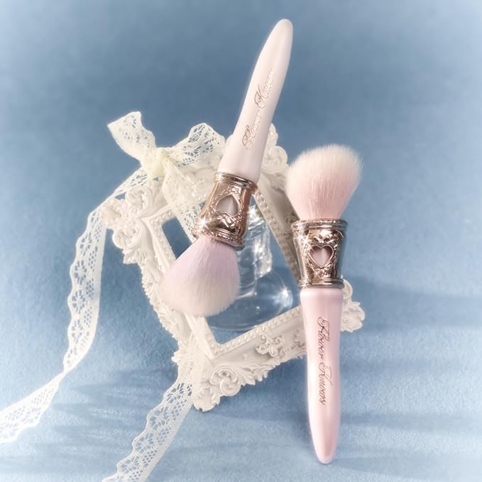 Flower Knows Bunny Garden Blush Brush,Soft Powder Brush For Cheeks,Face Makeup Brush For A Sculpted Look(Pearl White)