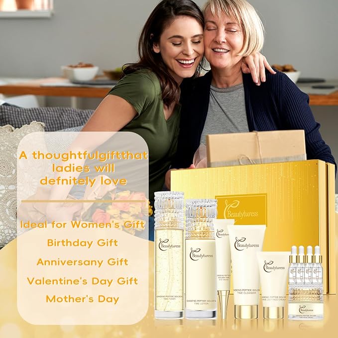 10PCS Ginseng Extract Skincare Set, Including Cleanser, Toner, Lotion, Serum, Eye Cream, Face Cream, And Tone-Up Cream, Hydration And Firming, Anti-Aging And Wrinkle, Daily Routine.