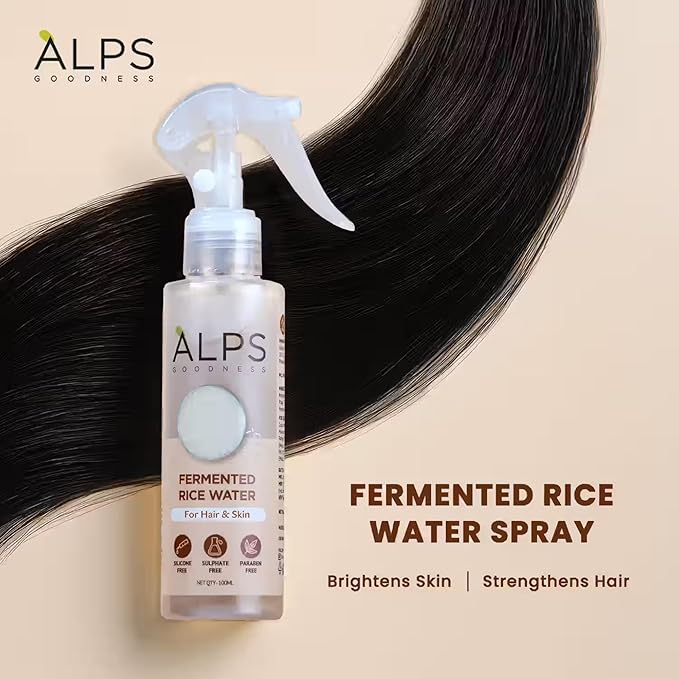 Fermented Rice Water Spray for Hair & Skin | Korean Glass Skin Hydrating Leave-In Mist for Shine, Smoothness & Frizz Control | Lightweight Daily Toner | 3.38 Fl Oz (100ml)