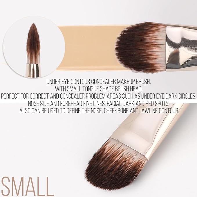 KINGMAS 2Pcs Flat Foundation Brush, Korean Makeup Brush, Tongue-Shape Concealer Contour Brush for Liquid Cream Blending