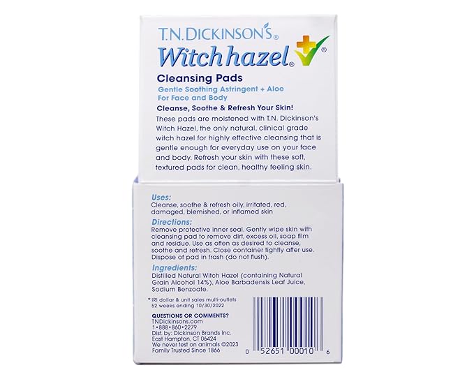 T.N. Dickinson's Witch Hazel Cleansing Pads, 60 Count