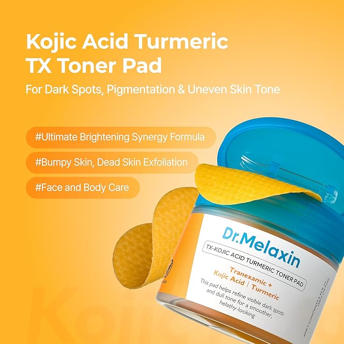 Dr.Melaxin TX Kojic Acid Turmeric Toner Pads, 70 Sheets, Tranexamic Acid, Termeric, Beautiful Skin, Brightening Toner Pad, Pigmentation, Keratin, Korean Skin Care, Korean Cosmetics