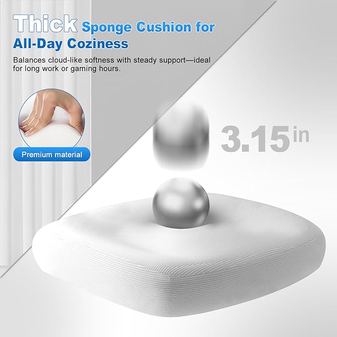 Office Chair Ergonomic Desk Chair with Lumbar Support and Headrest, Thick Cushion Mesh Computer Chair with Armrest and Tilt Lock, High Back Home Office Desk Chairs for Men Women