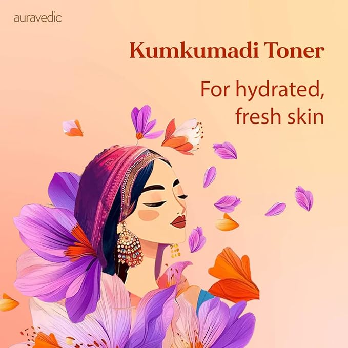Auravedic Kumkumadi Facial Toner & Face Mist | Alcohol-Free Hydrating Toner Spray with Saffron, Sandalwood & Manjistha | Helps Minimize Pores & Balance Skin | 3.38 Fl Oz (100ml)