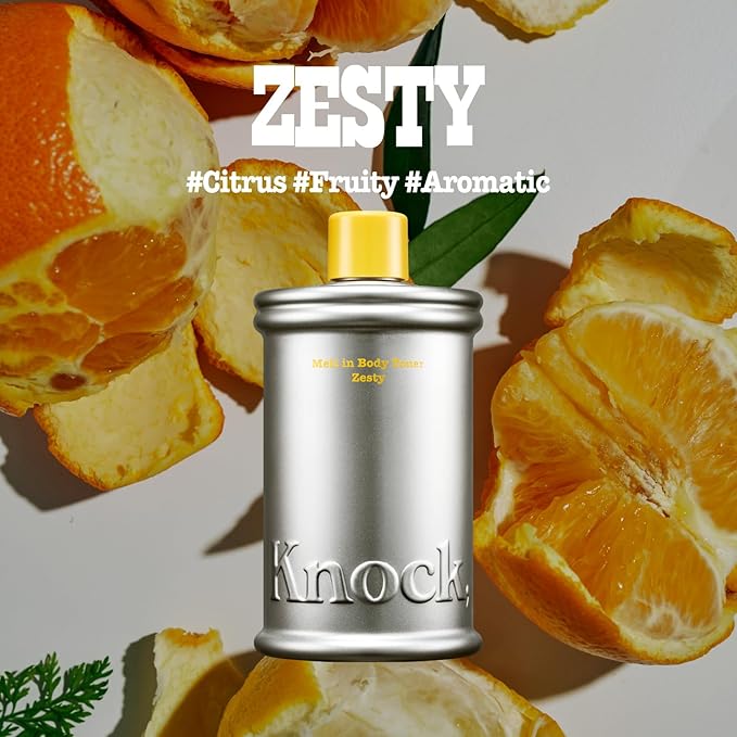 Knock Melt-In Body Toner, Instant Glass Body Glow, Ceramide Moisture Lock, Lightweight Milky Moisturizer, Zero Sticky, For All Skin, Citrus Zesty Scent, 10.14 fl oz