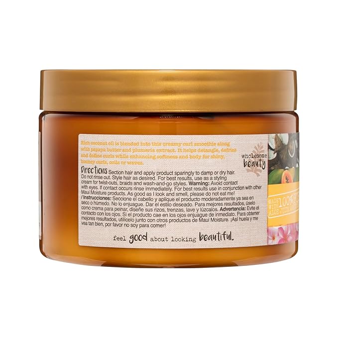 Maui Moisture Hydrating Curl Smoothie with Coconut Oil | For Tight Curls | Silicone-Free | Vegan | 12 oz Pack of 2