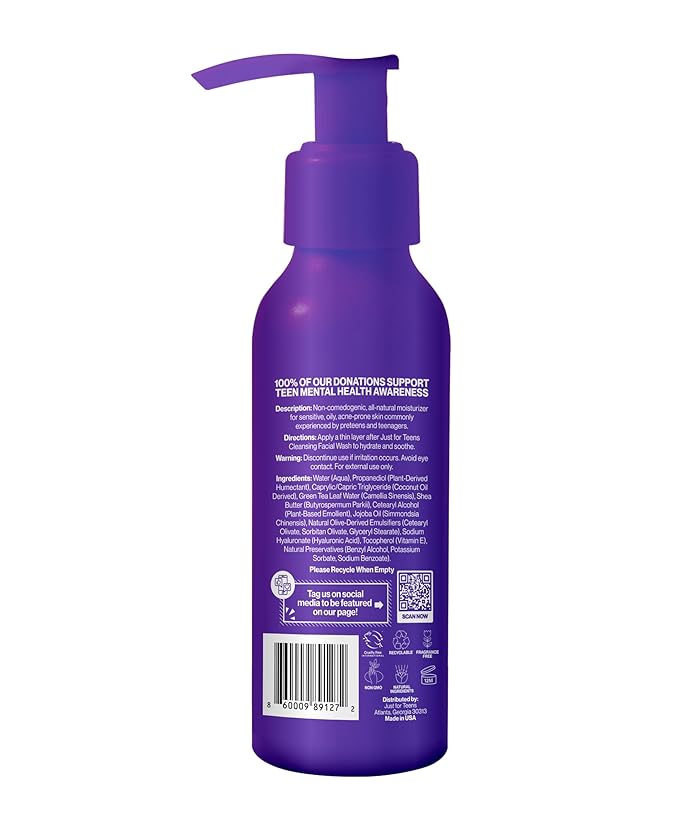 Daily Face & Body Moisturizer | Natural Ingredients | For Oily, Sensitive Skin | Teens Best Skincare | 6oz