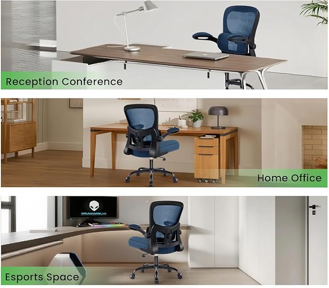 AreShark Office Chair Ergonomic Desk Chairs with Adjustable Lumbar Support, High Back Breathable Mesh Chair with Wheels& Flip-up Armrests,Rolling Swivel Comfy Task Computer Chair for Home Work Gaming